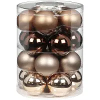 Merkloos 40x stuks glazen kerstballen elegant bruin mix 6 cm glans en mat - Kerstbal