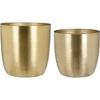 Mica Decorations Mica - Plantenpot/bloempot set - 4x stuks - metaal - goud - D20/D24 cm