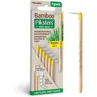 Piksters Bamboo Interdental Brushes Right Angle Regular - Geel - 6 stuks