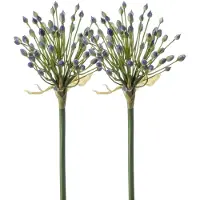 Emerald Allium/Sierui kunstbloem - 2x - losse steel - blauw - 70 cm - Natuurlijke uitstraling - Kunstbloemen