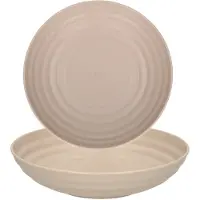 Forte Plastics PlasticForte Rond bord/camping - 4x - diep bord - D19 cm - taupe - kunststof - soepborden - Diepe borden