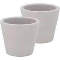 DK Design bloempot/plantenpot - 2x - Vinci - lichtgrijs mat - voor kamerplant - D10 x H12 cm - Plantenpotten
