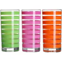 Urban Living Drinkglazen Colorama - 3x - roze/groen/oranje - glas - 280 ml - gekleurd mix - Drinkglazen