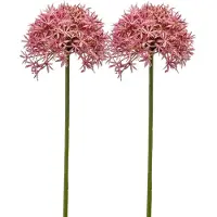 Emerald Allium/Sierui kunstbloem - 2x - losse steel - roze - 62 cm - Natuurlijke uitstraling - Kunstbloemen