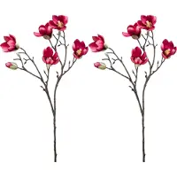 Emerald Kunstbloem Magnolia tak - 2x - 65 cm - dieproze - Kunstbloemen