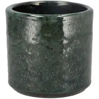 DK Design Bloempot model Green Glaze - groen - D12 x H13 cm - glanzend - Plantenpotten