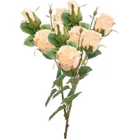 Emerald Kunstbloem Roos tak - 3x - 44 cm - licht roze - Kunst zijdebloemen - Kunstbloemen