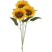 Mica Decorations Mica Kunstbloem Zonnebloem tak - 3x - 70 cm - geel - kunst zijdebloem - decoratie - Kunstbloemen
