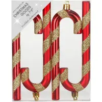 Merkloos 12x stuks kunststof kersthangers zuurstokken rood 14 cm kerstornamenten - Kersthangers
