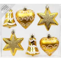 Merkloos Christmas goods kersthangers - 6x - figuurtjes - goud - 9 cm - Kersthangers