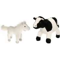 Merkloos Pluche knuffel boerderijdieren set Koe en Paard van 20 cm - Knuffel boederijdieren