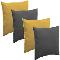 Merkloos Bank/sier/tuin kussens voor binnen/buiten set 4x stuks mosterd geel/antraciet 40 x 40 cm - Sierkussens