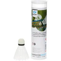 Angel Sports 6 Kunststof Shuttles in Koker Wit