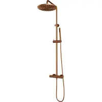 Brauer Copper Edition opbouw regendoucheset met staafhanddouche en hoofddouche 30cm koper geborsteld PVD