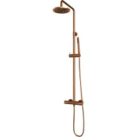 Brauer Copper Carving opbouw regendouche met 20cm douchekop en staafhanddouche geborsteld koper PVD