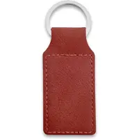 Combicraft Blanco leren sleutelhanger rechthoek 33x70mm bordeaux rood - 10 stuks