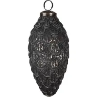 Clayre & Eef Kerstbal Overig Ø 7x15 cm Zilverkleurig Zwart Glas Kerstballen