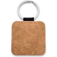Combicraft Blanco leren sleutelhanger vierkant 50x50mm licht bruin - 5 stuks