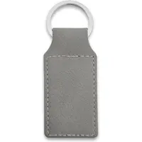 Combicraft Blanco leren sleutelhanger rechthoek 33x70mm grijs - 10 stuks