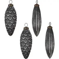 Clayre & Eef Kerstbal Set van 4 Overig Ø 7/6 cm Grijs Glas Kerstballen