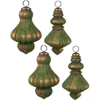 Clayre & Eef Kerstbal Set van 4 Overig Ø 9/8 cm Bruin Groen Glas Kerstballen