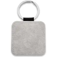 Combicraft Blanco leren sleutelhanger vierkant 50x50mm licht grijs - 5 stuks