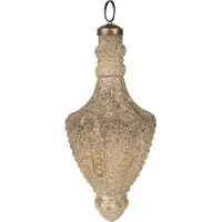 Clayre & Eef Kerstbal Overig Ø 7x17 cm Beige Glas Kerstballen