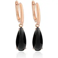 Deja Jewels Oorbellen met Hangers - Dames, Rosegoudkleurige Afwerking, Zwarte Waterdrop Glassteen
