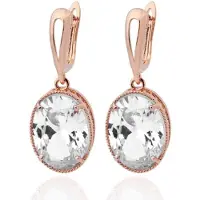 Deja Jewels Oorbellen met Ovale Glassteen Hangers - Dames, Rosegoudkleurige Afwerking, Transparante Glassteen