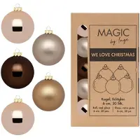 Merkloos Kerstballen van glas - 30x - bruin tinten - 6 cm -milieubewust verpakt - Kerstbal