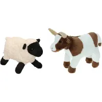 Merkloos Pluche knuffel boerderijdieren set Koe en Schaap/lammetje van 22 cm - Knuffel boederijdieren