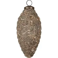 Clayre & Eef Kerstbal Overig Ø 7x15 cm Beige Grijs Glas Kerstballen
