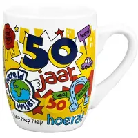 Merkloos Verjaardags koffiemok/drinkbeker 50 jaar man - abraham - 300 ml - 50e verjaardag cadeau - feest mokken