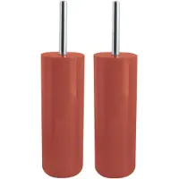 Spirella MSV Porto Toilet/wc - 2x - borstel in houder - kunststof - terracotta - 38 cm - Toiletborstels