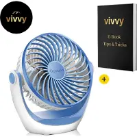 Ocoopa Stille Ventilator - Ventilator Tafel Mini Variant - Ventilator USB 360 Graden Draaibaar - 100% Tevredenheidsgarantie - Blauw - 3 Standen