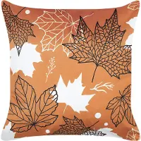 Beliani Decoratieve kussens, Sierkussen Bladpatroon Fluweelstof Oranje 45 x 45 cm Set van 2 POINSETTIA (45 x 45 cm)