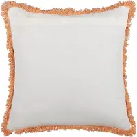 Beliani Decoratieve kussens, Sierkussen plantenpatroon katoen wit/oranje met franjes 45 x 45 cm Set van 2 SATIVUS (45 x 45 cm)
