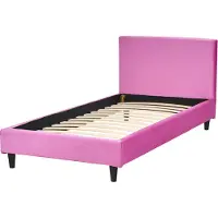 Beliani FITOU - Eenpersoonsbed - Roze - 90 x 200 cm - Fluweel