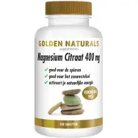 Golden naturals 2x Magnesium Citraat 400mg Vegan 180 tabletten