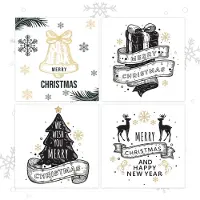 Giftmas Kerstkaarten - Wenskaarten - 52 Stuks - Met Enveloppen en Stickers - Nieuwjaarskaarten - 10x10cm