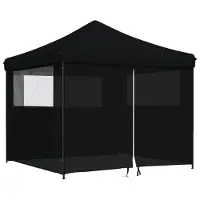 vidaXL Partytent inklapbaar pop-up met 4 zijwanden zwart