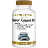 Golden naturals 2x Magnesium Bisglycinaat 300mg Vegan 90 Tabletten