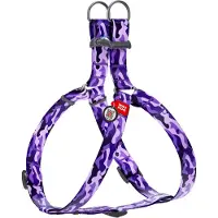 Waudog Purple Camo Harnas / Hondentuigje - Nylon - Gratis QR Tag - Breedte: 25 mm - Borstomtrek: 60 - 90 cm (GELIEVE ALVORENS BESTELLEN OPMETEN)