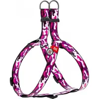 Waudog Pink Camo Harnas / Hondentuigje - Nylon - Gratis QR Tag - Breedte: 25 mm - Borstomtrek: 60 - 90 cm (GELIEVE ALVORENS BESTELLEN OPMETEN)