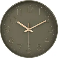 LW Collection grijs luxe wandklok 30cm - muurklok - Grijzen klok rond met rose gouden cijfers - keukenklok - kleine klok
