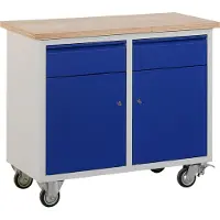 Ceha Mobiele werkbank met 2 deurtjes en 2 lades. Op zware wielen. Makkelijk overal mee naar toe te nemen!