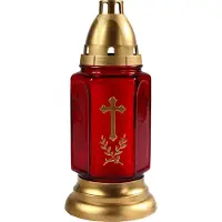 COSY&TRENDY Grafkaars - 3 dagen brandtijd - gedenklicht met deksel - rood/goud - 11 x 24 cm - herdenkingslichten