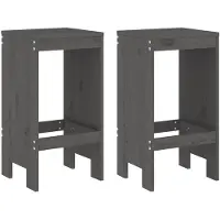 vidaXL Barkrukken 2 st 40x36x75 cm massief grenenhout grijs