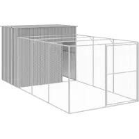 vidaXL Hondenhok met ren 214x457x181 cm staal lichtgrijs