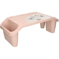 Excellent houseware Bedtafel - kunststof - lichtroze - L60 x B30 x H21 cm - dienblad - Dienbladen